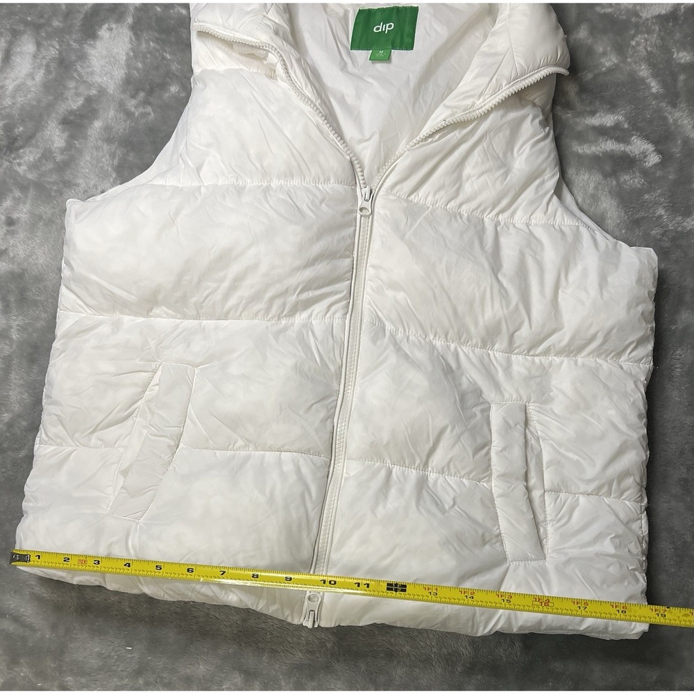 dip Women's White Insulated Puffer Vest Full Zip Collared Sleeveless M - Picture 14 of 16